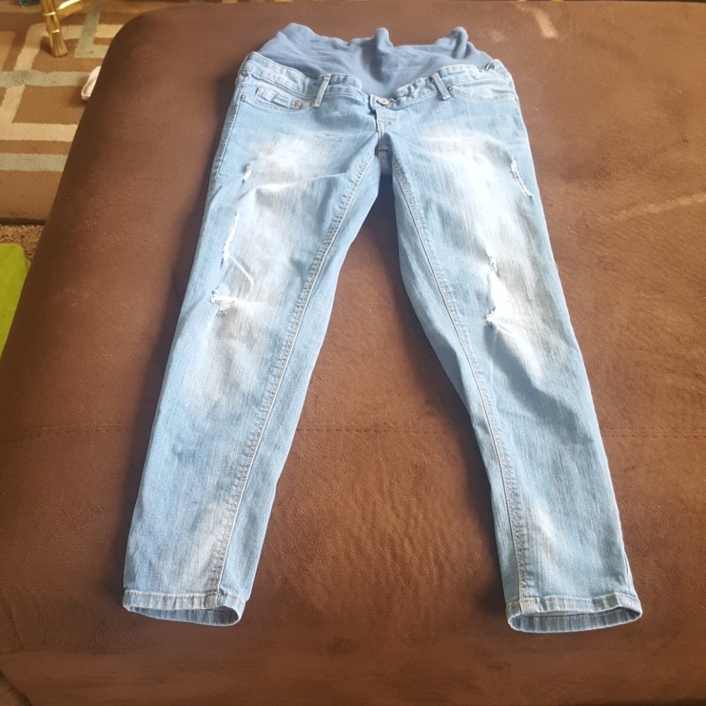 H&M mama Ripped maternity light blue jeans skinny